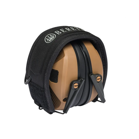 Casque électronique Beretta de protection auditive active avec SNR de 32 dB, idéal pour la chasse, doté d'amplification sonore et de coquilles compactes pour un confort optimal