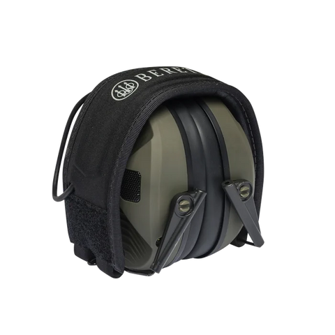 Casque électronique Beretta de protection auditive active avec SNR de 32 dB, idéal pour la chasse, doté d'amplification sonore et de coquilles compactes pour un confort optimal