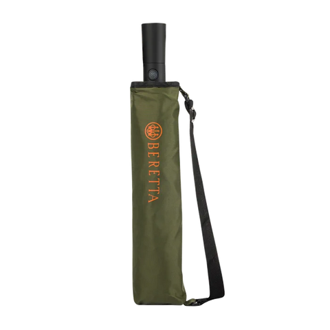 Parapluie Beretta Foldable avec système d'ouverture automatique, compact et pliant pour un transport facile. Idéal pour une protection rapide contre la pluie, avec une housse dotée d'une bandoulière ajustable pour un transport pratique.