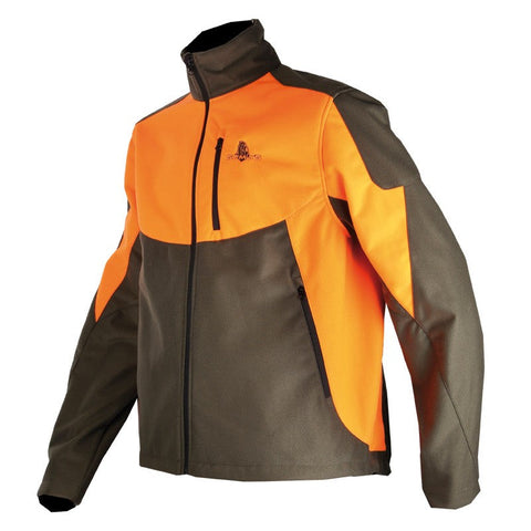 "Blouson softshell Somlys 401 en orange et vert, polyvalent pour temps frais."