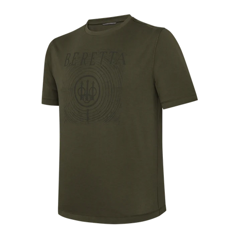 T-shirt Beretta Fir pour homme, idéal pour le tir et les activités en plein air, confectionné en coton doux avec graphismes emblématiques, parfait pour les amateurs de chasse et de nature.