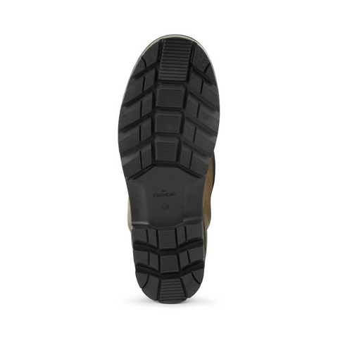 Bottes en caoutchouc naturel pour la marche à la campagne avec doublure en jersey poly-coton ultra-résistante et semelle bi-densité antichoc Le Chameau, offrant confort et adhérence tout terrain, imperméables et fabriquées artisanalement.