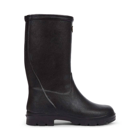 Bottes pour enfants Le Chameau confectionnées à la main avec caoutchouc Chamolux et doublées jersey, parfaites pour aventures en plein air, offrant confort, imperméabilité et style.