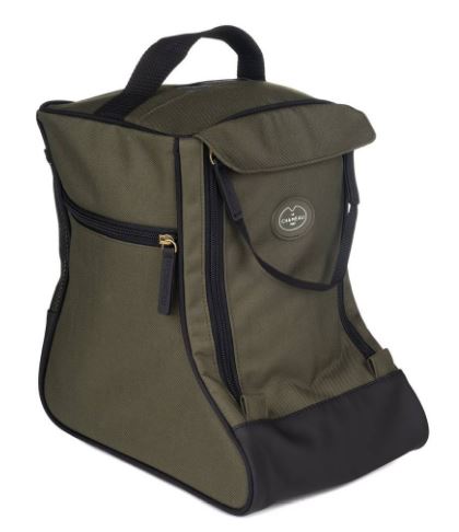 Sac à bottillon beige Le Chameau Iris, élégant et pratique pour transporter et ranger des bottillons, fabriqué en textile avec des renforts en cuir, idéal pour sécuriser vos bottines dans le coffre de votre voiture sans les salir
