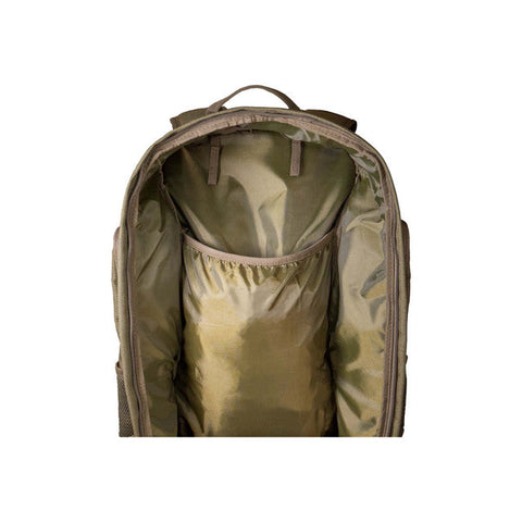 Sac à dos technique Bergara Daypack 35L en polyester 1000D avec fermetures éclair YKK, adapté pour la chasse, équipé d'un système de flux d'air, de bretelles ergonomiques et d'un porte-fusil intégré, coloris olive foncé