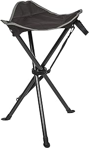 Trépied Arpent Januel 60 cm avec siège en toile et bretelle, conçu pour les chasseurs et observateurs de la nature recherchant une assise portable, confortable et durable, adapté aux longues périodes d'attente en extérieur