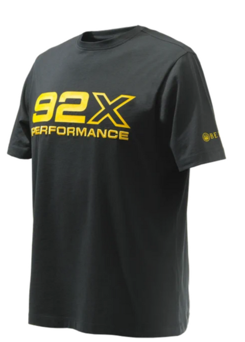 T-shirt Beretta 92X Performance featuring high-quality cotton material, designed for shooting sports enthusiasts and outdoor adventurers, showcasing the iconic 92X Performance gun graphics for a stylish and comfortable fit.