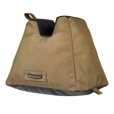 Sac comprimé Rock Solid pour tireurs et chasseurs, offrant un support stable avec tissu résistant à l'eau et aux rayures, idéal pour le stand de tir et la chasse sur terrains accidentés