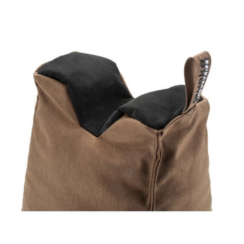 Sac comprimé Rock Solid pour tireurs et chasseurs, offrant un support stable avec tissu résistant à l'eau et aux rayures, idéal pour le stand de tir et la chasse sur terrains accidentés