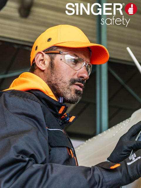 Lunettes de protection Singer Safety Transparentes, ergonomiques, légères, offrant une vision claire et une protection contre les débris, idéale pour les chantiers, laboratoires et ateliers.