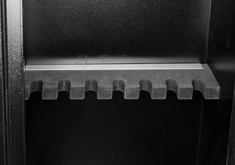 Coffre fort WALDBERG sécurisé pour 7 armes, idéal pour la protection des armes à feu avec tablette amovible pour fusil long, muni de serrures de sécurité et d'un design intérieur noir moquette grise
