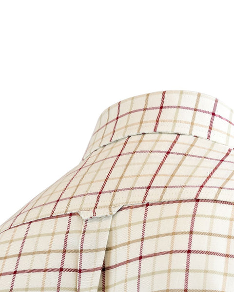 Chemise Jack Pyke Chasse Carreaux Bleu en gros plan montrant le motif à carreaux et la qualité des coutures, parfaite pour la chasse, la randonnée et les activités de plein air, offrant confort et style classique.