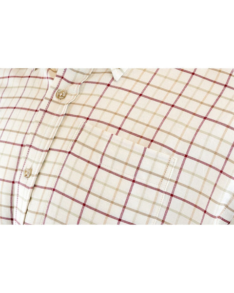 Chemise Jack Pyke Chasse Carreaux Bleu en gros plan montrant le motif à carreaux et la qualité des coutures, parfaite pour la chasse, la randonnée et les activités de plein air, offrant confort et style classique.