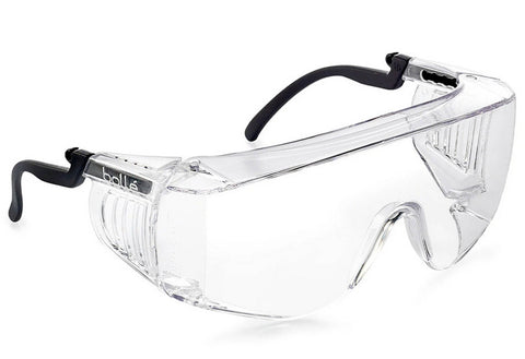 Sur-Lunettes de Protection BOLLE SAFETY Squale offrant une parfaite protection oculaire compatible avec lunettes de vue, conçues pour sécurité industrielle avec design enveloppant, anti-rayures, et revêtement anti-buée pour une vision claire.