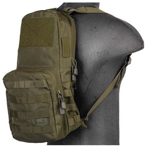 Nylon 1000D hydrobag backpack with adjustable straps, molle compatibility, and double zippers for outdoor adventures, available in multiple colors