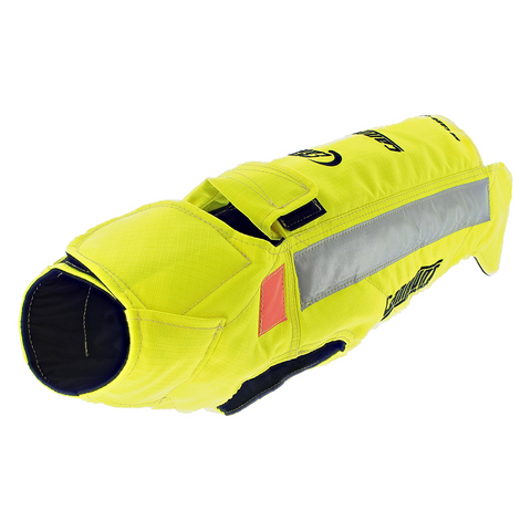 Gilet CaniHunt Protect Pro Cano, conçu pour la protection sécurisée et confortable des chiens de chasse, doté d'un tissu CORDURA ultra-résistant, protection balistique, scratch Velcro pour ajustement, doublure thermo-régulatrice, et bandes réfléchissantes pour une visibilité maximale.