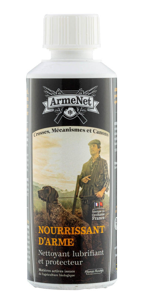Nourrissant d'arme Armenet 250ml spécialisé pour hydrater, protéger et revitaliser le bois des armes à feu, offrant une protection durable et prévenant les fissures, idéal pour entretenir l'éclat naturel et assurer la longévité des parties en bois.