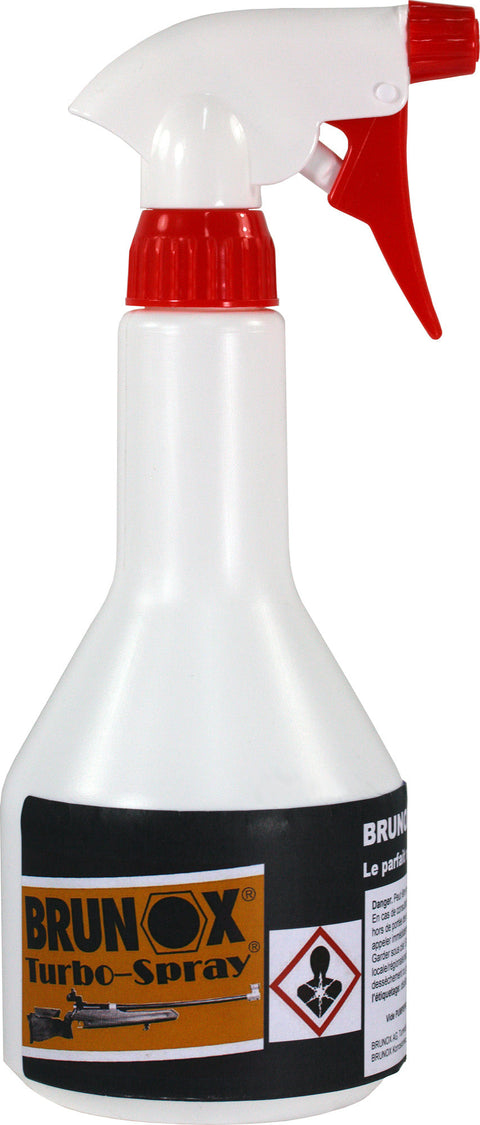 Pulvérisateur vide Brunox Turbo-Spray pour application précise d'huile sur surfaces métalliques, robuste et ergonomique, idéal pour l'entretien industriel et la protection contre la corrosion
