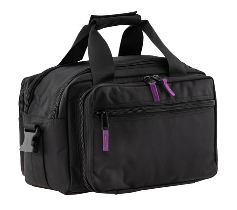 Sac avec grand espace central, poches à rabat, bandoulière escamotable, dimensions 40x15x22cm, compartiments latéraux multiples, idéal pour un rangement organisé des accessoires et équipements.