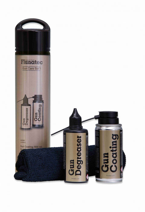 Complete Gun Cleaning Kit by FLUNATEC with Ceramic Surface Treatment, Effective Degreaser, and Microfiber Cloth for Comprehensive Firearm Maintenance; Suitable for All Gun Materials Including Steel, Alloy, Plastics, and Wood; Provides Long-Lasting Anti-Corrosion Protection; Ideal for Modern and Antique Weapons