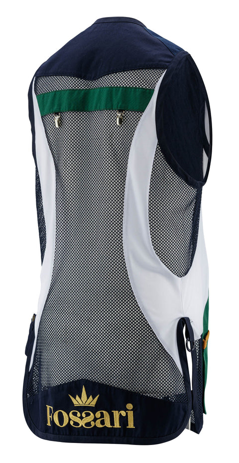 Gilet de ball-trap FOSSARI, élégance et performance, conçu pour tireurs exigeants. Gilet ajustable avec tissu respirant et poches spacieuses, idéal pour rangement munitions. Confort optimal avec renforts d'épaule et design ergonomique, parfait pour toute session de ball-trap.