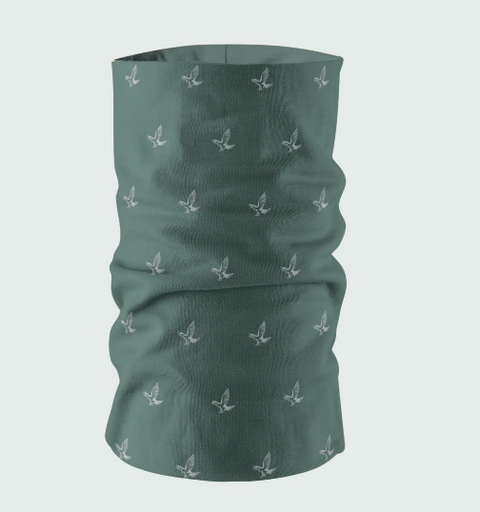 Tour de cou élastique et respirant en microfibre douce avec logo autour des palombes, adaptable en bandeau, foulard ou casquette pour un confort maximal