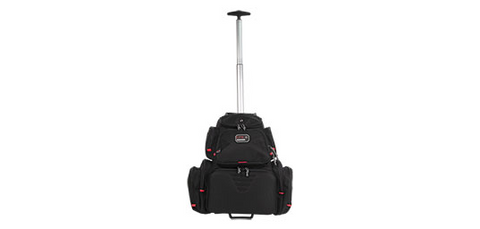Sac à dos GPS à roulettes pour armes de poing, transport sécurisé avec poignée télescopique, roues à roulement à billes, râtelier en mousse amovible, et système d'organisation Visual I.D. pour un transport pratique et efficace vers le stand de tir