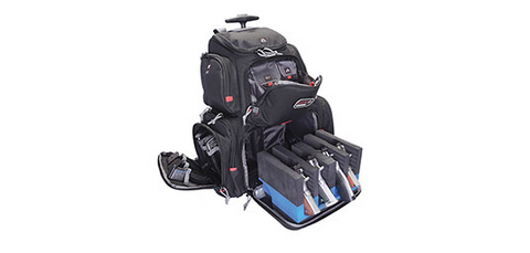 Sac de tir robuste GPS à roulettes avec grandes roues pour terrain difficile, idéal pour transporter armes de poing, munitions et accessoires en toute sécurité, équipé d'une poignée télescopique, multiples poches sécurisées, et rembourrage protecteur pour équipement de tir