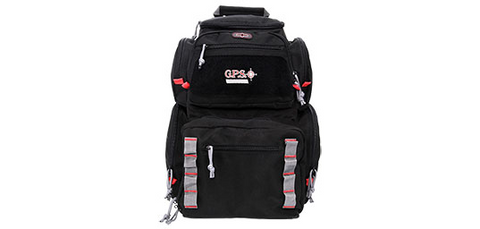 Sac à dos GPS Pistolero offrant un transport sécurisé et organisé pour 5 armes de poing avec compartiments multiples, étuis pour chargeurs, housse imperméable, et système Molle pour accessoires supplémentaires, idéal pour le stand de tir et tout déplacement lié aux activités de tir.