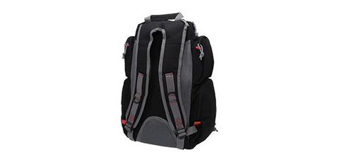 Sac à dos GPS Pistolero offrant un transport sécurisé et organisé pour 5 armes de poing avec compartiments multiples, étuis pour chargeurs, housse imperméable, et système Molle pour accessoires supplémentaires, idéal pour le stand de tir et tout déplacement lié aux activités de tir.