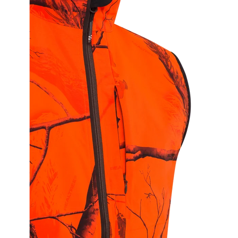 Gilet Beretta Windshell EVO pour homme en tissu léger et respirant, idéal pour la chasse et les activités de plein air, imperméable avec traitement DWR, doté de poches zippées sécurisées, inserts élastiques pour un ajustement optimal.