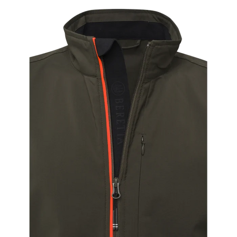 Gilet Beretta Windshell EVO pour homme en tissu léger et respirant, idéal pour la chasse et les activités de plein air, imperméable avec traitement DWR, doté de poches zippées sécurisées, inserts élastiques pour un ajustement optimal.