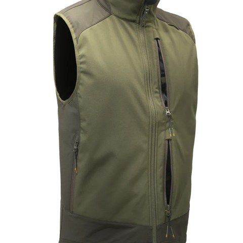 Gilet Beretta Butte Softshell pour hommes, léger et respirant, idéal pour la chasse, avec protection coupe-vent et imperméable, inserts anti-abrasion, conçu pour les activités de plein air, compatible avec le pantalon 4 Way Stretch EVO et Bymark, équipé d'une poche radio et fermeture YKK sécurisée pour une durabilité maximale.