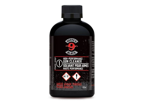 Solvant Nettoyant n°1 Hoppe's 9 Black pour un nettoyage en profondeur des armes à feu, dissolvant efficacement les résidus de poudre, de plomb, et offrant une protection contre la corrosion, conçu pour maintenir la performance et la fiabilité optimale des armes.