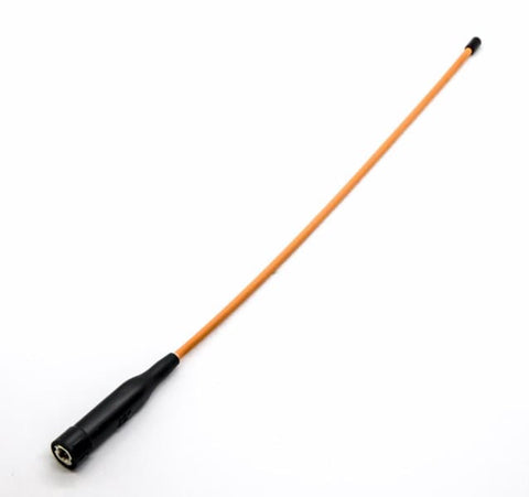 Image de l'antenne flexible Hunt Power Orion BNC pour récepteurs Garmin Astro, Alpha et Atemos, avec un design hyper flexible et robuste de 35.5 cm, offrant une visibilité orange distinctive pour une meilleure performance GPS et une portée de réception améliorée.