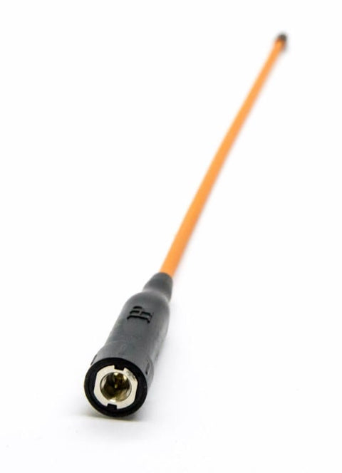Image de l'antenne flexible Hunt Power Orion BNC pour récepteurs Garmin Astro, Alpha et Atemos, avec un design hyper flexible et robuste de 35.5 cm, offrant une visibilité orange distinctive pour une meilleure performance GPS et une portée de réception améliorée.