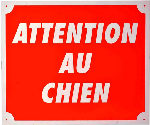 Panneau de signalisation Januel attention au chien, avertissement sécurité pour propriétaires, plaque visible et robuste, usage extérieur, signalétique résistante aux intempéries et UV