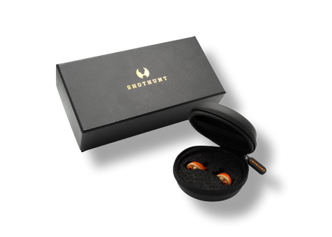 Protections d'oreilles Midland Shothunt Wireless avec amplification sonore pour chasse et tir sportif, design compact et hydrophobe basé sur nanotechnologie, compatibles avec Midland G9, offrant une protection auditive optimale, fabriquées en Italie
