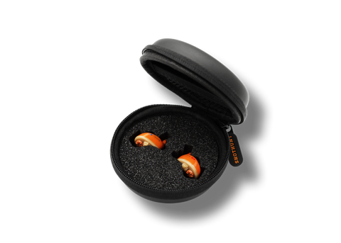 Protections d'oreilles Midland Shothunt Wireless avec amplification sonore pour chasse et tir sportif, design compact et hydrophobe basé sur nanotechnologie, compatibles avec Midland G9, offrant une protection auditive optimale, fabriquées en Italie