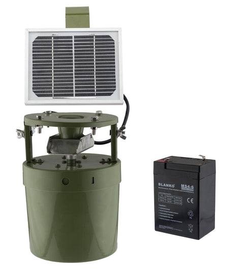 Pack Agrainoir Solaire Europ-Arm Automatique 6V Digital avec système de distribution alimentaire écologique et autonome pour la faune, intégrant un panneau solaire pour recharge automatique et un contrôleur digital pour programmations précises, idéal pour gestion adaptée de la nourriture en environnement extérieur éloigné