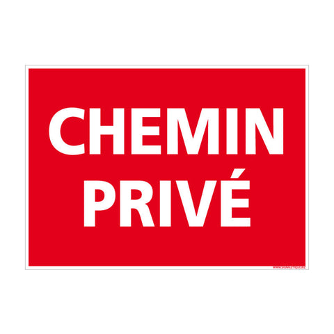 Panneau de signalisation Januel 'Chemin privé', dimensions de 25x30 cm, plastique résistant aux intempéries, panneau en blanc avec lettrage noir pour signalisation de propriété privée