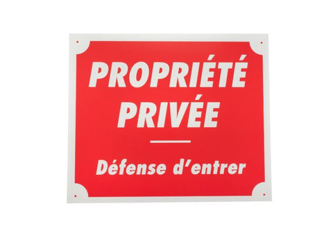 Panneau de signalisation Januel 'Propriété privée défense d'entrer', dimensions 25 x 30 cm, conçu pour usage extérieur, résistant aux intempéries, facile à installer, idéal pour sécuriser et délimiter les propriétés privées.