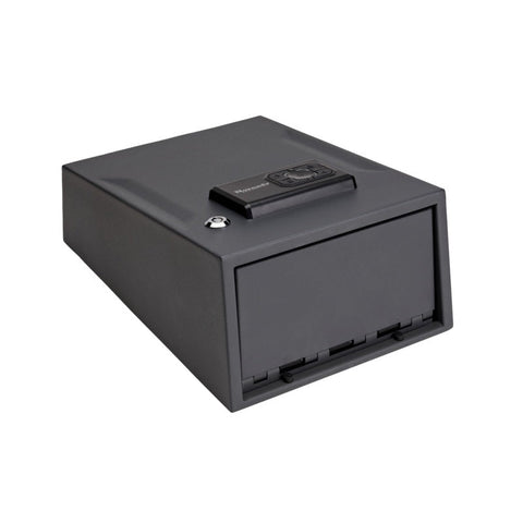 Coffre à clavier en acier épais de calibre 16 avec accès rapide, intérieur en mousse protectrice et serrure de secours, idéal pour armes de poing et objets de valeur