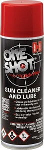 nettoyant et lubrifiant pour armes à feu Hornady One Shot avec DynaGlide Plus, conçu pour prévenir les dysfonctionnements et l'accumulation de saletés, maintien optimal et soin prolongé des armes
