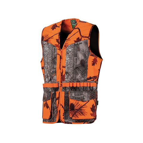 "Gilet Treeland camo orange / forest Cal.20 T600CAL20, idéal pour la chasse avec munitions calibre 20."