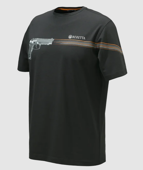 T-shirt homme en coton élastique Beretta 92 avec graphisme distinctif, idéal pour l'entraînement, les activités en extérieur et l'usage quotidien, offrant confort et flexibilité dans un style polyvalent.