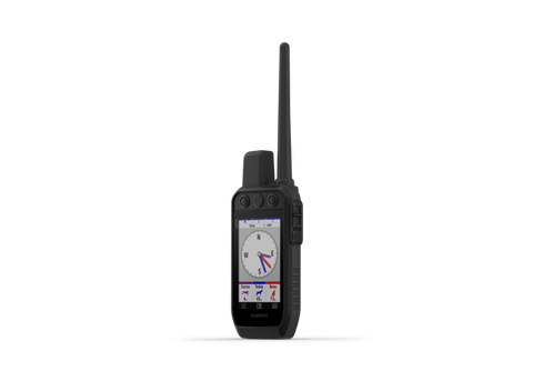 Image du dispositif GPS Garmin Alpha 300i F avec écran tactile couleur et fonctionnalités de suivi avancées pour chiens, comprenant une cartographie détaillée, une autonomie de batterie jusqu'à 55 heures, une connectivité sans fil via Wi-Fi, BLE et ANT+, ainsi que des fonctions de loisirs en extérieur comme les informations lune/soleil et un compas 3 axes avec compensation d'inclinaison.