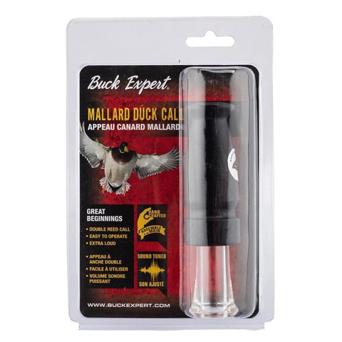 Image de l'appeau Buck Expert Mallard à double languette, un outil de chasse haut de gamme spécialement conçu pour imiter les cris authentiques du canard colvert, idéal pour les chasseurs cherchant à attirer efficacement le gibier aquatique, avec une construction robuste adaptée aux conditions humides et une utilisation facile pour tous les niveaux de compétence.