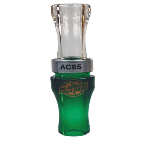 Appeau Sarcelle d'hiver femelle de couleur vert avec matière en Polycarbonate et bague en aluminium, conditionné en blister, idéal pour la chasse et l'appel des oiseaux migrateurs et aquatiques