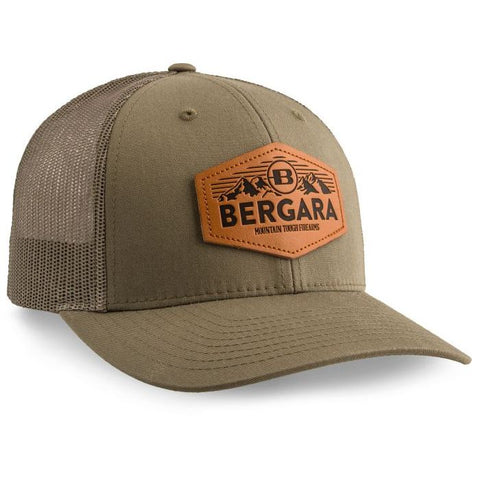 Casquette Bergara Yukon, modèle camionneur avec patch en cuir, ajustable Snap-Back, protection solaire, unisexe, pour chasse et usage quotidien, disponible en plusieurs coloris.